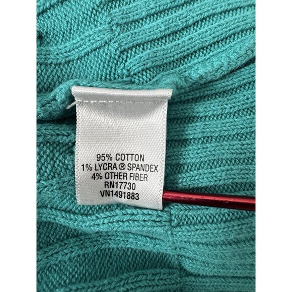 Merona Womens XXL Teal Cable Knit Sweater Classic Preppy Y2K Retro Fisherman Fit - Picture 5 of 9